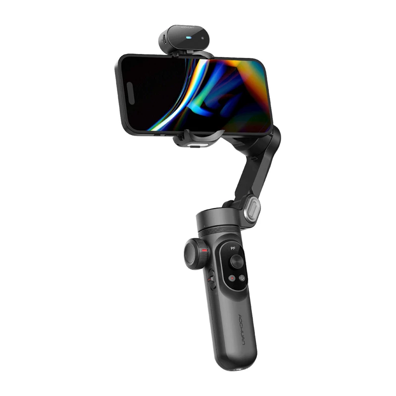 AOCHUAN Smart X Pro stabilizzatore gimbal a 3 assi con AI tracking e controllo gestuale per smartphone, nero