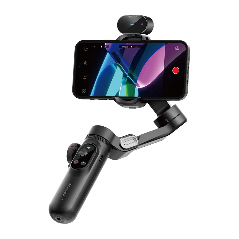 AOCHUAN Smart X Pro stabilizzatore gimbal a 3 assi con AI tracking e controllo gestuale per smartphone, nero