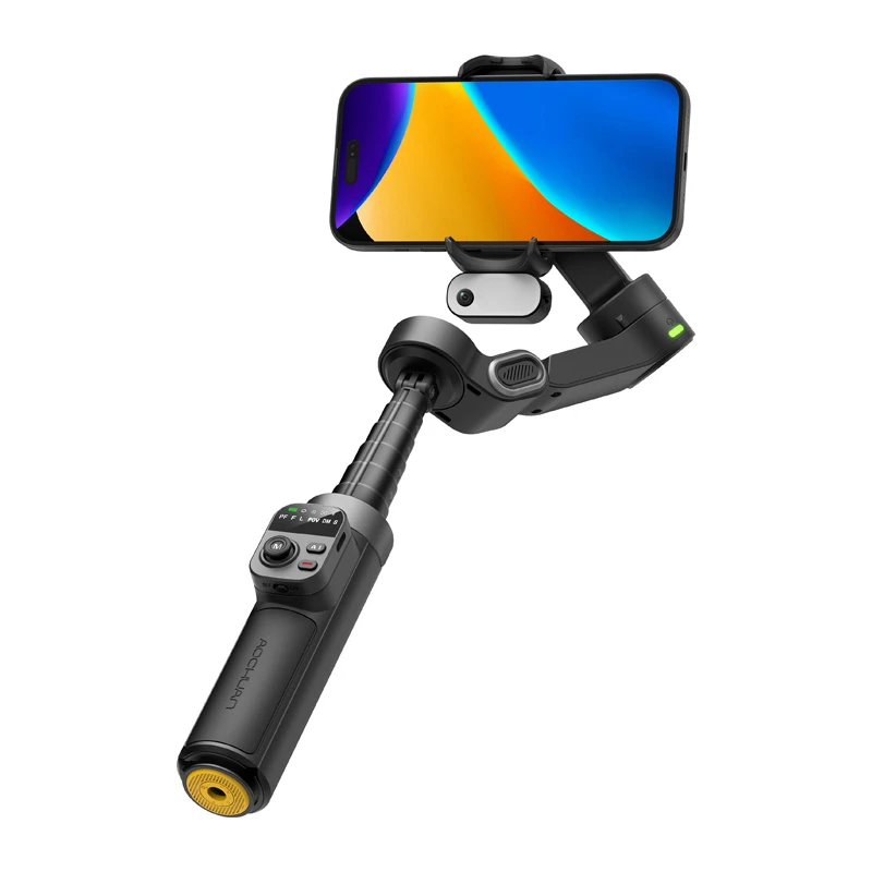 AOCHUAN Smart X3 AI Tracking stabilizzatore gimbal con luce LED e selfie stick per smartphone, nero