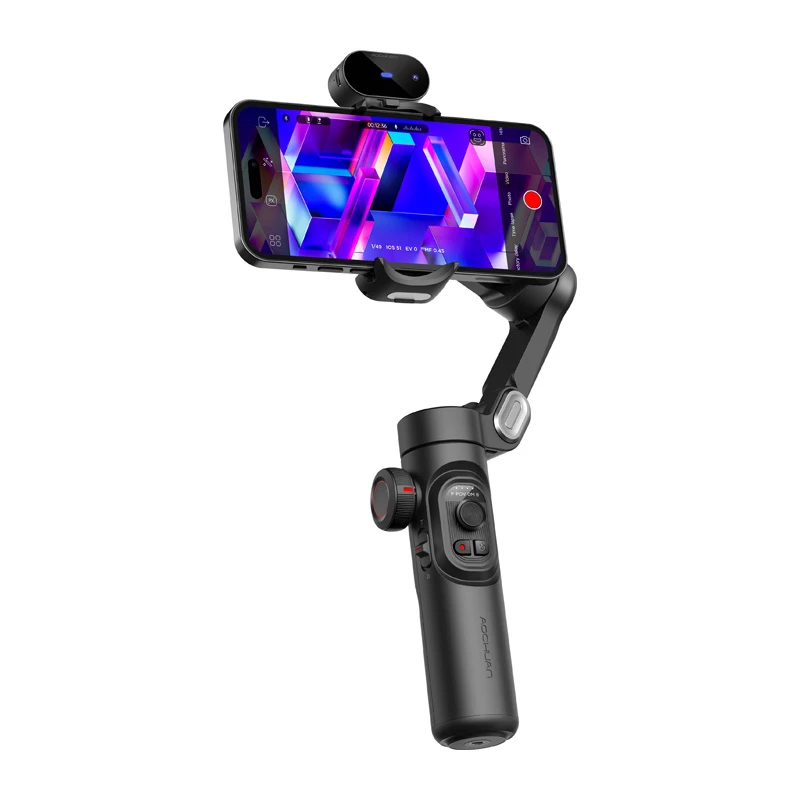 AOCHUAN Smart XE stabilizzatore gimbal a 3 assi con AI tracking e controllo gestuale per smartphone, nero