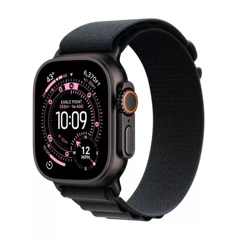 Apple Watch Ultra 3 GPS + Cellular 49mm cassa in titanio nero con cinturino Alpine Loop nero - Large (modello A3281, MF0X4QR/A)