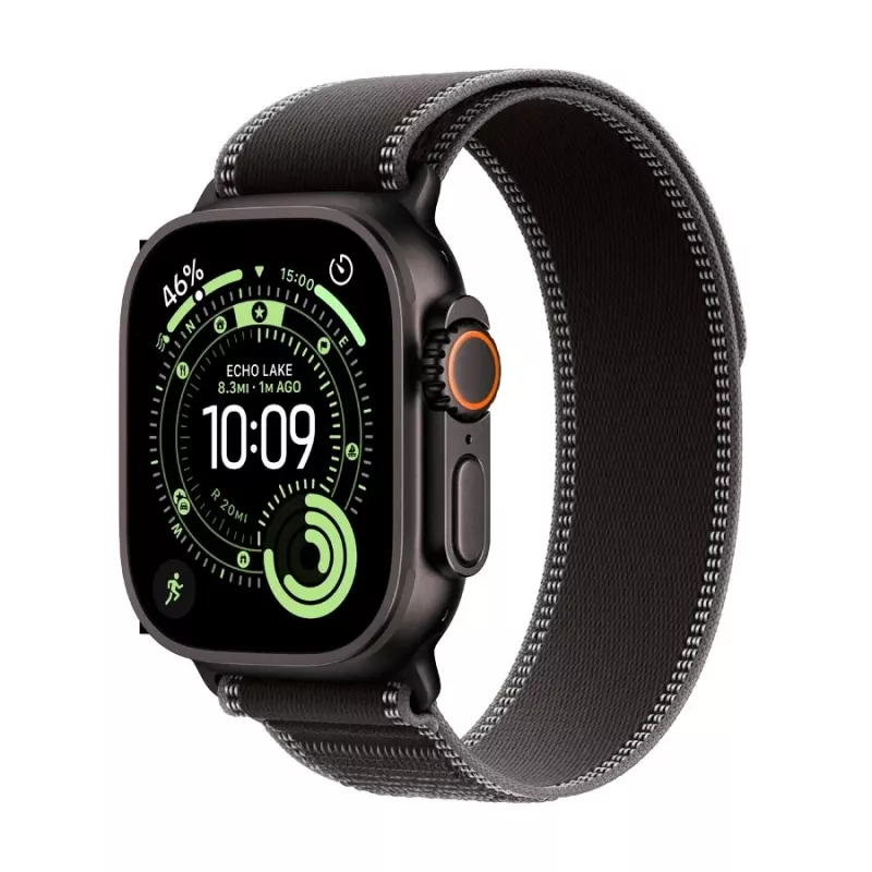Apple Watch Ultra 3 GPS + Cellular 49mm cassa in titanio nero con cinturino Trail Loop nero/carbone - Large (modello A3281, MF1H4QR/A)