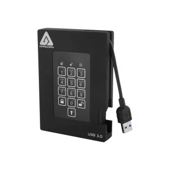 Apricorn Aegis Padlock Fortress A25-3PL256-500F disco rigido esterno - 500GB - USB 3.2 Gen 1 - crittografia hardware AES 256-bit - nero