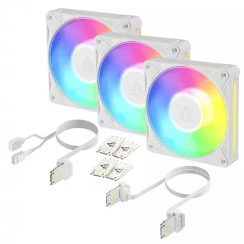 Arctic BioniX P12 A-RGB White 3-Pack – ventola per case 120mm PWM con RGB indirizzabile e Daisy Chain, 450-3000 U/min