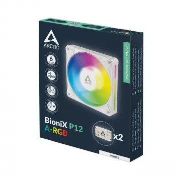 Arctic BioniX P14 A-RGB White 140mm PWM ventola per case con Daisy Chain, illuminazione ARGB, 400-2500 U/min, 77,6 CFM