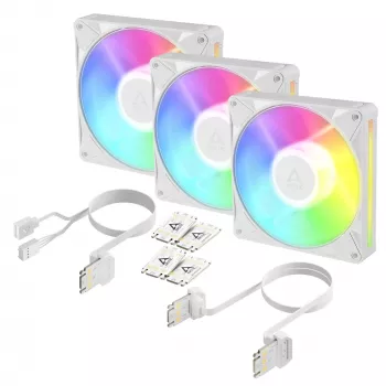 Arctic BioniX P14 A-RGB (bianco) confezione da 3 | ventola per case da 140 mm PWM con illuminazione A-RGB, 400–2500 giri/min