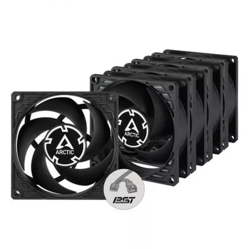 ARCTIC P8 PWM PST ventola 80 mm confezione da 5 - nero/bianco