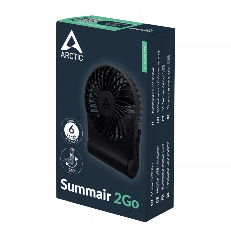 Arctic Summair 2Go Ventilatore da tavolo ricaricabile - 10 cm (nero)