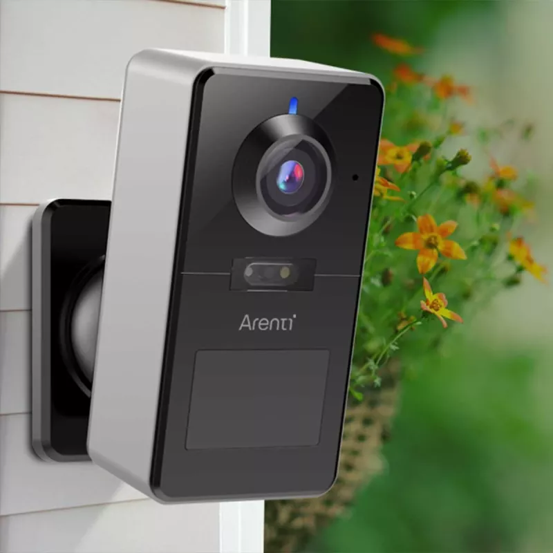 Arenti POWER1Q 2K 4MP telecamera di sorveglianza Wi-Fi wireless a batteria, sensore di movimento PIR, visione notturna IR 10 m, 9600 mAh, nera
