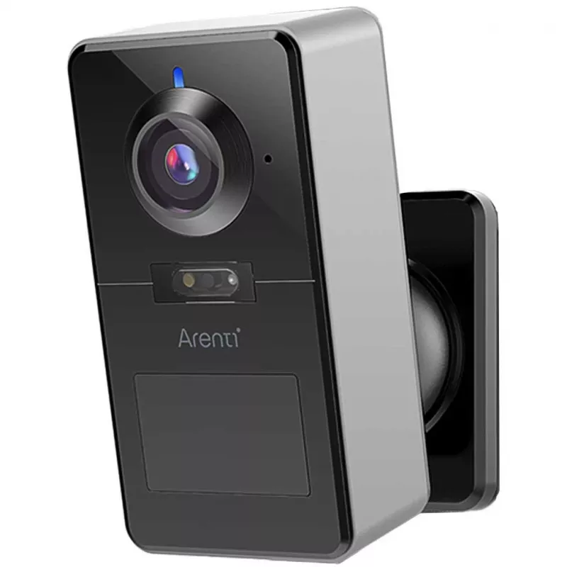Arenti POWER1Q 2K 4MP telecamera di sorveglianza Wi-Fi wireless a batteria, sensore di movimento PIR, visione notturna IR 10 m, 9600 mAh, nera
