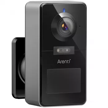 Arenti POWER1Q telecamera di sicurezza smart a batteria 2K, riconoscimento persone AI, visione notturna a colori, IP65, nero