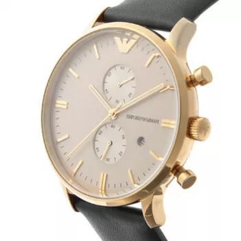 ARMANI AR0386 Orologio uomo Classic analogico al quarzo 40mm quadrante argento cinturino in pelle marrone