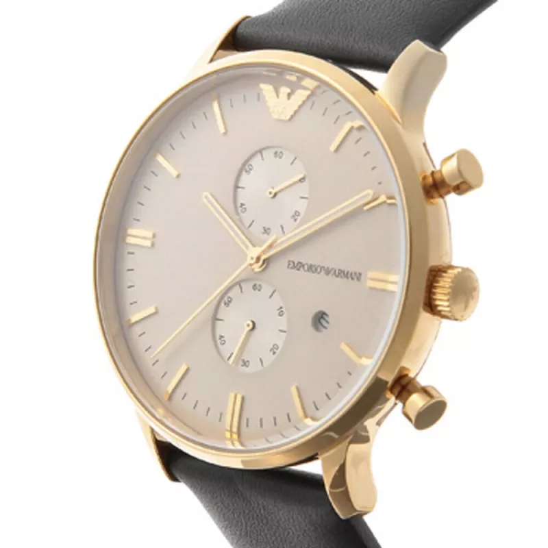 ARMANI AR0386 Orologio uomo Classic analogico al quarzo 40mm quadrante argento cinturino in pelle marrone