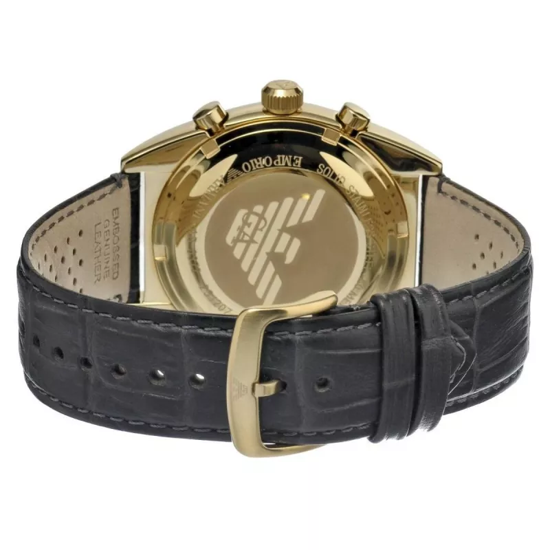 ARMANI AR0386 Orologio uomo Classic analogico al quarzo 40mm quadrante argento cinturino in pelle marrone