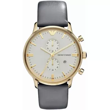 ARMANI AR0386 Orologio uomo Classic analogico al quarzo 40mm quadrante argento cinturino in pelle marrone
