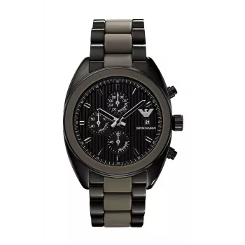 ARMANI AR5953 Orologio cronografo al quarzo uomo 43mm quadrante nero acciaio inox con cinturino in silicone wrap