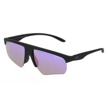 ARMANI EXCHANGE AX4123S80784V Occhiali da sole uomo rettangolari - montatura in propionato nera con lenti grigio scuro a specchio