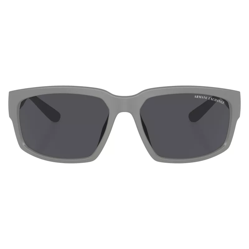 Armani Exchange AX4142SU81808 Occhiali da sole da uomo nero opaco grigio scuro rettangolari
