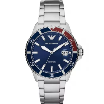 ARMANI Orologio da uomo AR11339 42 mm acciaio inox al quarzo cronografo quadrante nero cinturino in pelle