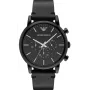 Armani Renato cronografo uomo orologio AR1918 46mm quadrante nero cinturino in pelle
