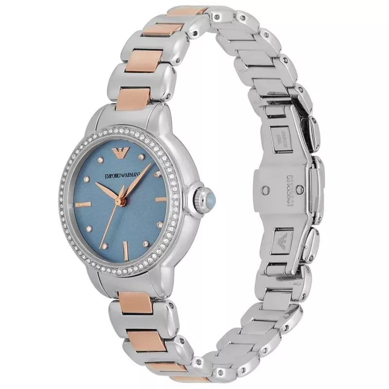 ARMANI orologio da donna AR11597 32mm acciaio inossidabile quadrante argento bracciale a maglia milanese