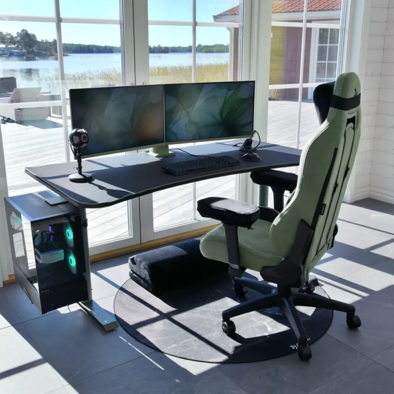 Arozzi Arena Large scrivania da gaming – Forest Green (altezza regolabile, tappetino mouse in microfibra)
