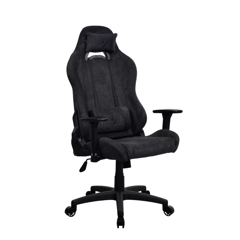Sedia da gaming Arozzi Torretta Soft Fabric – nero assoluto, struttura in metallo, pistone a gas classe 4, braccioli 3D