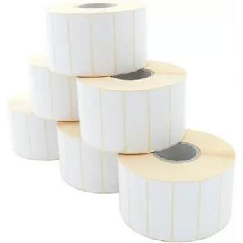 ARTDEV Etichetta a trasferimento termico rotolo 60x20mm, diametro rotolo 110mm, anima 40mm, 2600 etichette/rotolo, bianco, carta, adesivo permanente