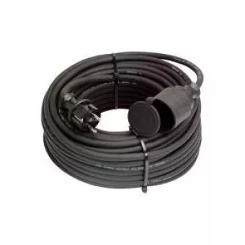 AS Schwabe 60384 prolunga in gomma H07RN-F 25m con connettore maschio e femmina Schuko, nero, IP44, 16A