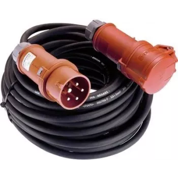 AS SCHWABE 60566 cavo prolunga in gomma CEE 400V 16A 5 poli 10 m con invertitore di fase, nero