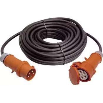 AS SCHWABE 61093 prolunga in gomma H07RN-F 3G2.5 50m con invertitore di fase, 16A CEE 230V, IP44, nero