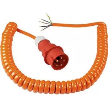 AS SCHWABE cavo a spirale CEE con connettore CEE e estremità aperta (400V / 16A | IP44 | H07BQ-F 5G2.5 | estensibile da 1m a 5m) - arancione 70432
