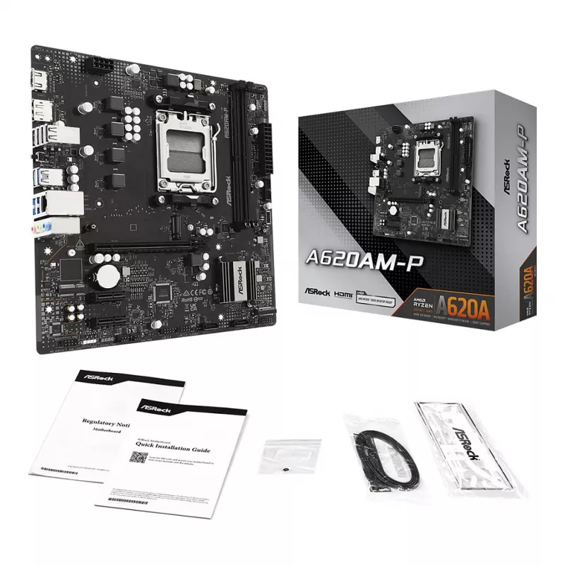 ASRock A620AM-P scheda madre AMD A620 AM5 Micro ATX (DDR5, HDMI, DisplayPort, M.2)
