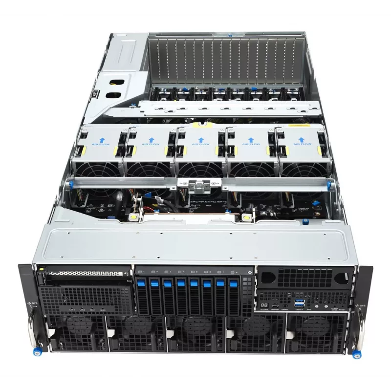ASUS ESC8000A-E13X piattaforma server rack 4U AMD EPYC 9005 8xNVMe 2xM.2 2x10GbE 8xQSFP IPMI R3200W