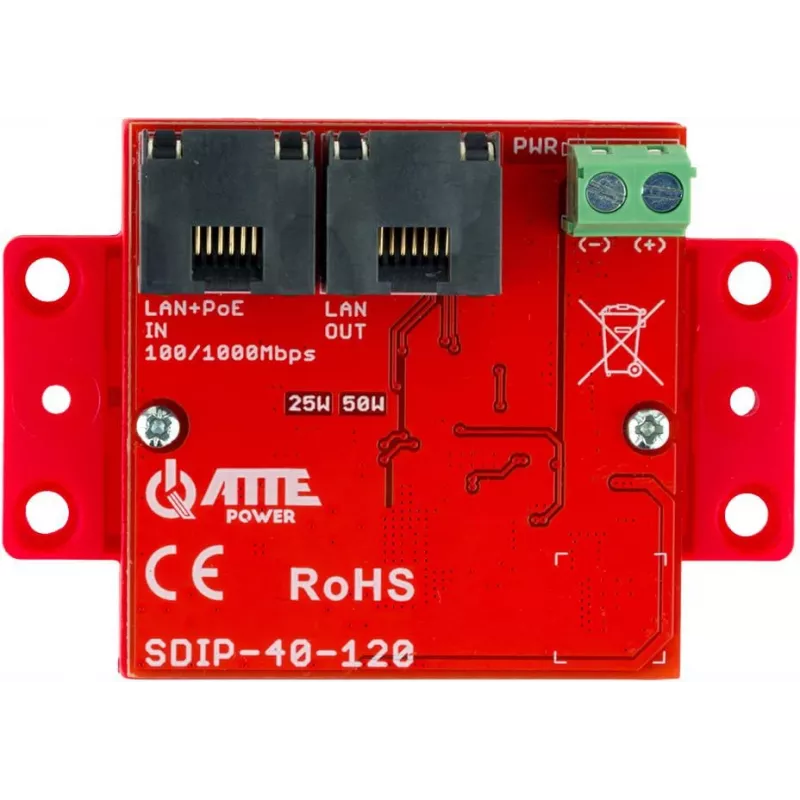 ATTE SDIP-40-120 alimentatore PoE, 48W, 40V DC, 10/100 Mbps