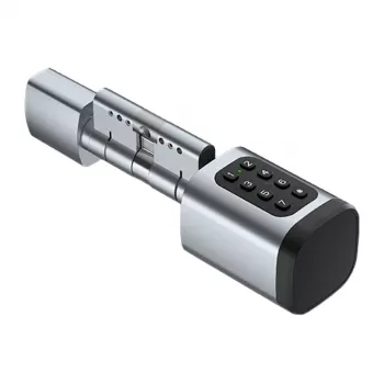 AVATTO SDL-V1-S90 cilindro serratura smart con impronta digitale, profilo europeo regolabile 90mm, argento, Bluetooth e app Tuya, accesso senza chiave, lega di zinco