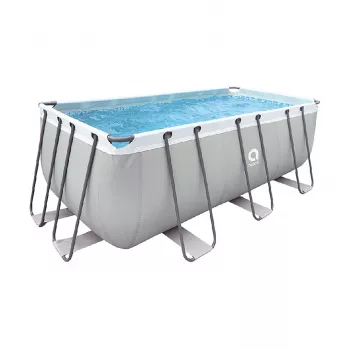 AVENLI Piscina rettangolare con struttura grigia 400x207x122 cm con pompa filtrante, scala, copertura