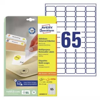 Etichette multiuso rimovibili AVERY Zweckform ProNature 38,1 x 21,2 mm bianche - 1750 etichette (L6026REV-25)