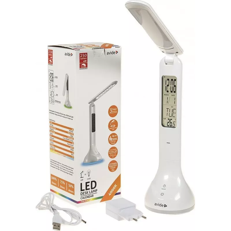Avide lampada da scrivania LED RGB calendario bianca 4W 250lm