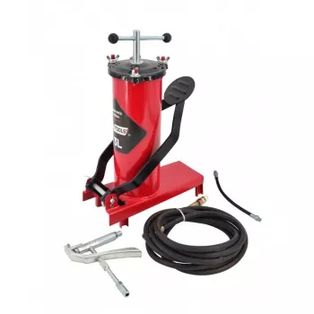 AWTOOLS AW15940 Pompa a pedale - Monocilindro, 10 BAR, manometro analogico, telaio in acciaio, Nero/Argento