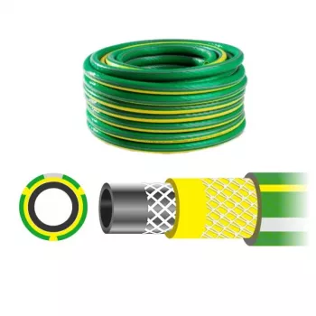AWTOOLS AW70374 Tubo da giardino 50m 1/2 pollice flessibile PVC 3 strati con treccia in poliestere incrociata