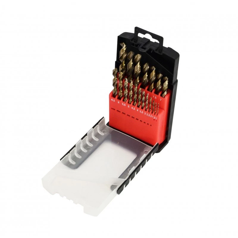 AWTOOLS Set punte per metallo cobalto 19 pezzi 1,0-10,0 mm HSS-Co M35 DIN 338