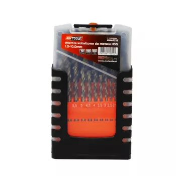 AWTOOLS Set punte per metallo cobalto 19 pezzi 1,0-10,0 mm HSS-Co M35 DIN 338