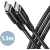 AXAGON BUCM-CM15AB cavo USB-C a USB-C 2.0, 1,5 m, PD 60 W, 3 A, intrecciato – nero