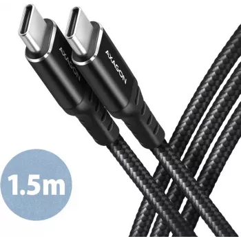 AXAGON BUCM-CM15AB cavo USB-C a USB-C 2.0, 1,5 m, PD 60 W, 3 A, intrecciato – nero