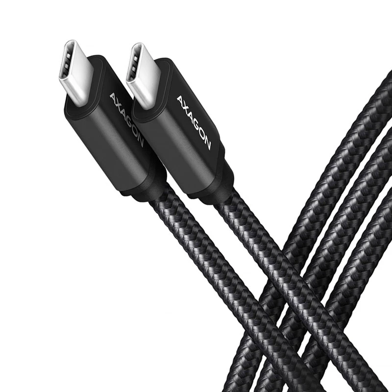 AXAGON BUCM-CM15AB cavo USB-C a USB-C 2.0, 1,5 m, PD 60 W, 3 A, intrecciato – nero