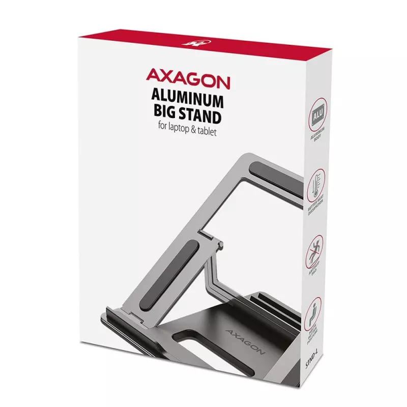AXAGON STND-L supporto per notebook 10-16 pollici alluminio pieghevole regolabile in altezza argento