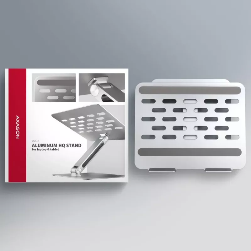 AXAGON STND-LQ supporto in alluminio per notebook da 10-16 pollici, argento