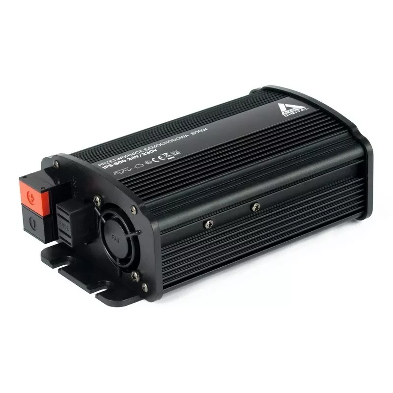 AZO Digital IPS-800U Inverter 800W da 24V DC a 230V AC con onda sinusoidale modificata, USB, presa Schuko, morsetti batteria
