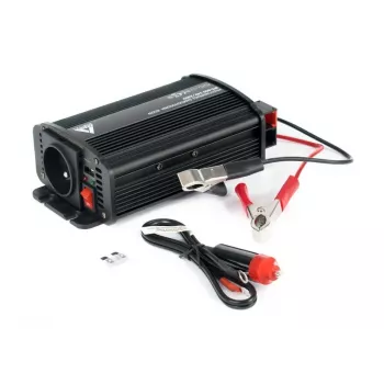 AZO Digital IPS-800U Inverter 800W da 24V DC a 230V AC con onda sinusoidale modificata, USB, presa Schuko, morsetti batteria
